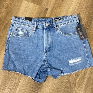 Blank NYC The Barrow Vintage High Rise Light Blue Denim Shorts raw hem size 31